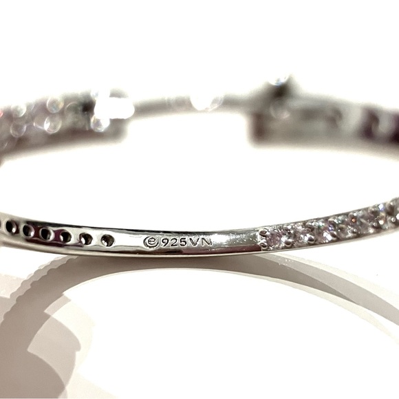 Sterling Silver 925 CZ Inside Out Hoop Earrings - Picture 10 of 11